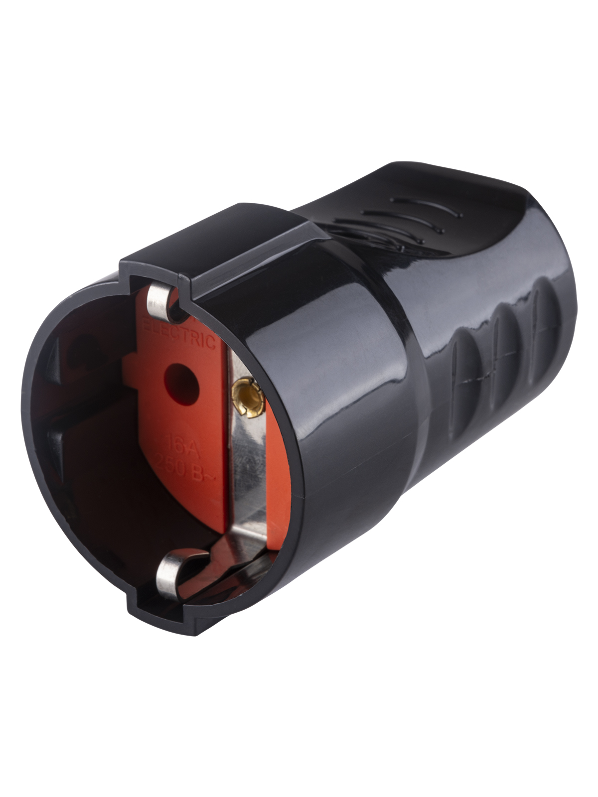 Кабельная розетка TDM ELECTRIC рифленая 2П+З 16А 250B черная купить с доставкой по РФ