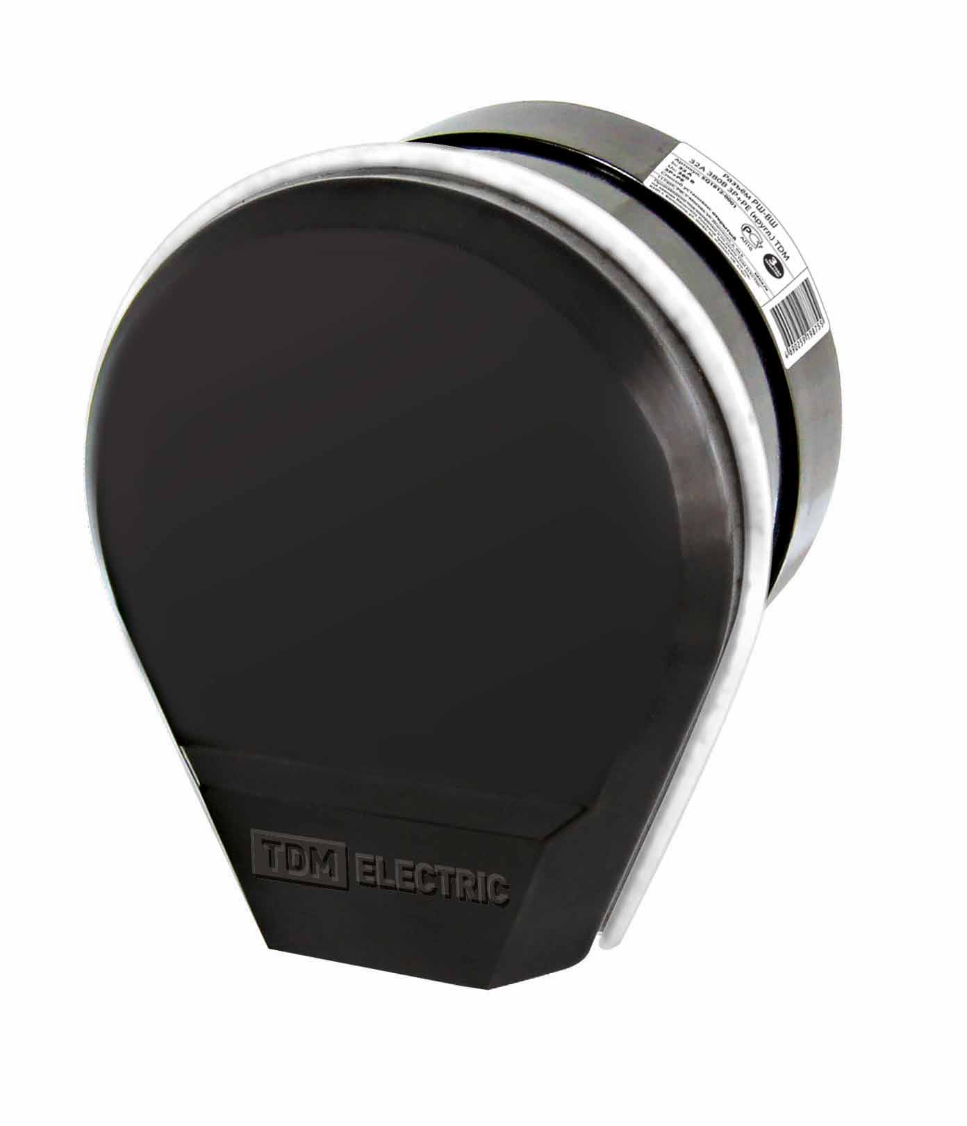 Разъём TDM ELECTRIC РШ-ВШ 32А 250В 2Р+РЕ ОУ черный