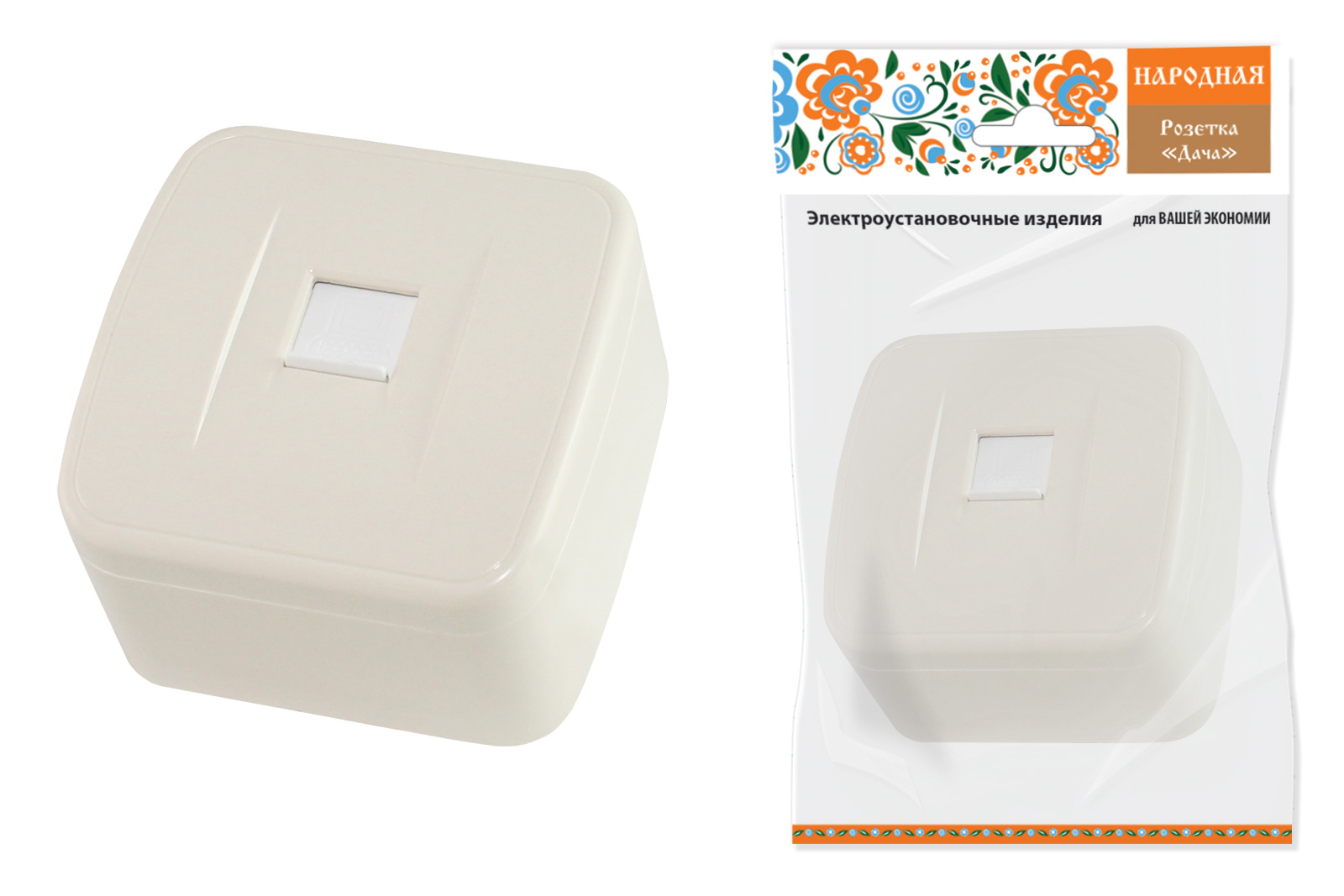 Розетка TDM ELECTRIC компьютерная (RJ-45) открытой установки IP20, сл. кость "Дача" Народная