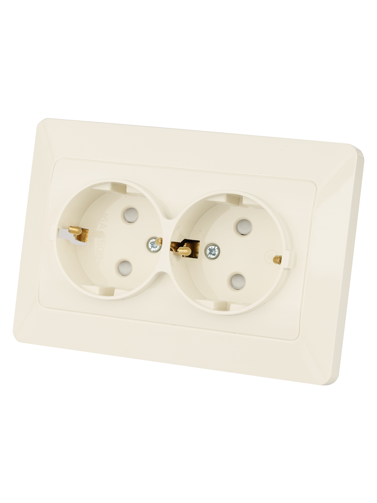 Розетка TDM ELECTRIC Ильмень двойная 2П+З с защ. шт. 16А 250В сл. кость