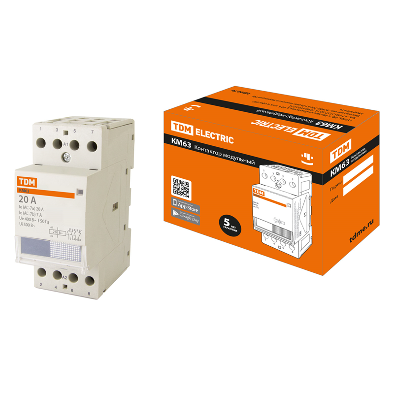 Контактор модульный TDM ELECTRIC КМ63/4-20 3НО;1НЗ TDM