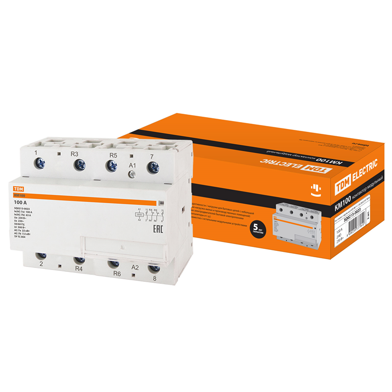 Контактор модульный TDM ELECTRIC КМ100/4-100 2НО;2НЗ TDM