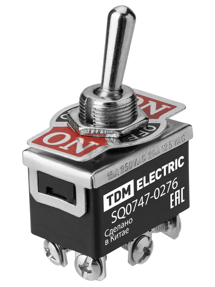 Переключатель-тумблер TDM KN3C-223AAH 2P 250В AC/DC 15А (6c) ON-OFF-ON без фиксации купить с доставкой по РФ