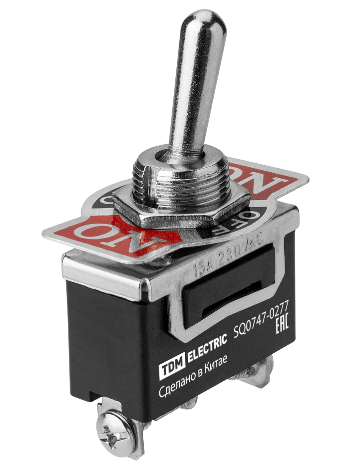 Переключатель-тумблер TDM KN3C-123AAH 1P 250В AC/DC 15А (3c) ON-OFF-ON без фиксации купить с доставкой по РФ