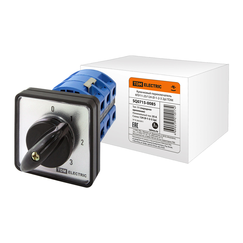 Кулачковый переключатель TDM ELECTRIC КПУ11-25/124 (0-1-2-3 2р) SQ0715-0085