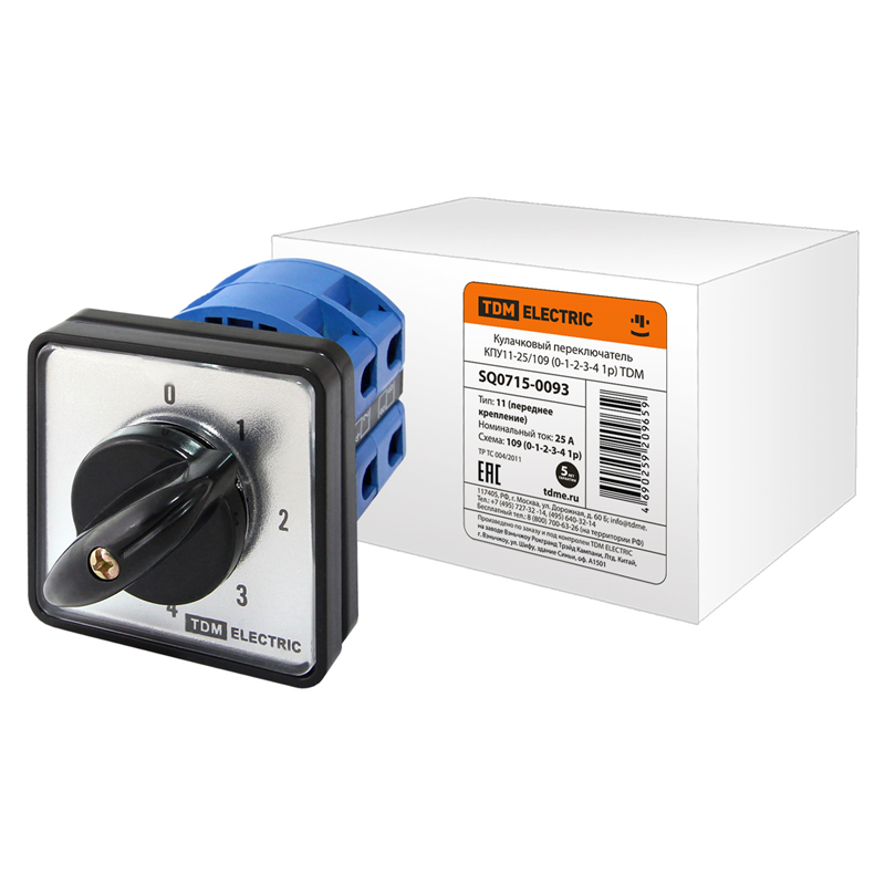 Кулачковый переключатель TDM ELECTRIC КПУ11-25/109 (0-1-2-3-4 1р)