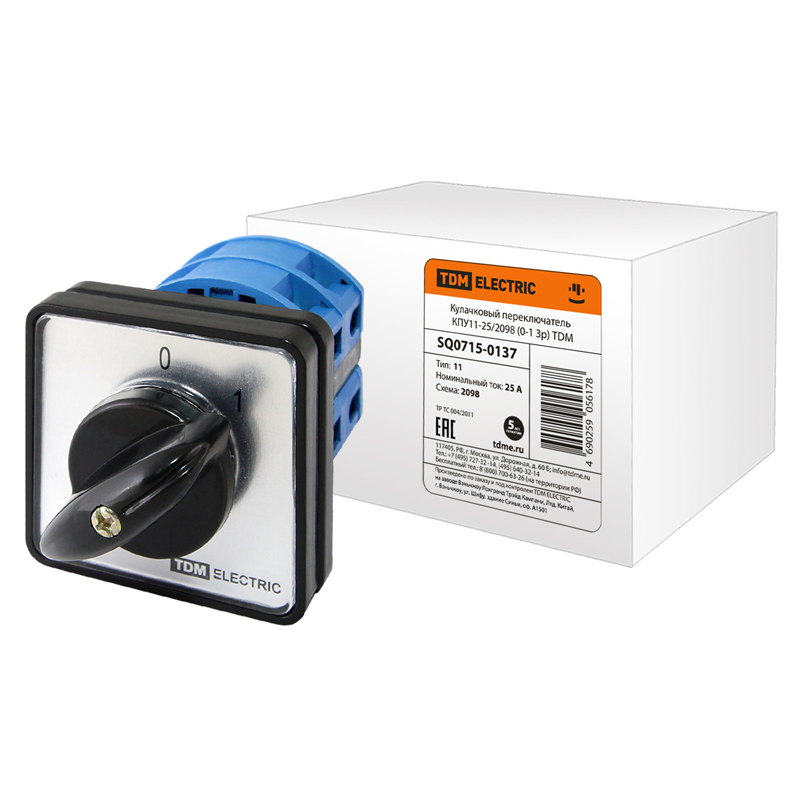 Кулачковый переключатель TDM ELECTRIC КПУ11-25/2098 (0-1 3р)