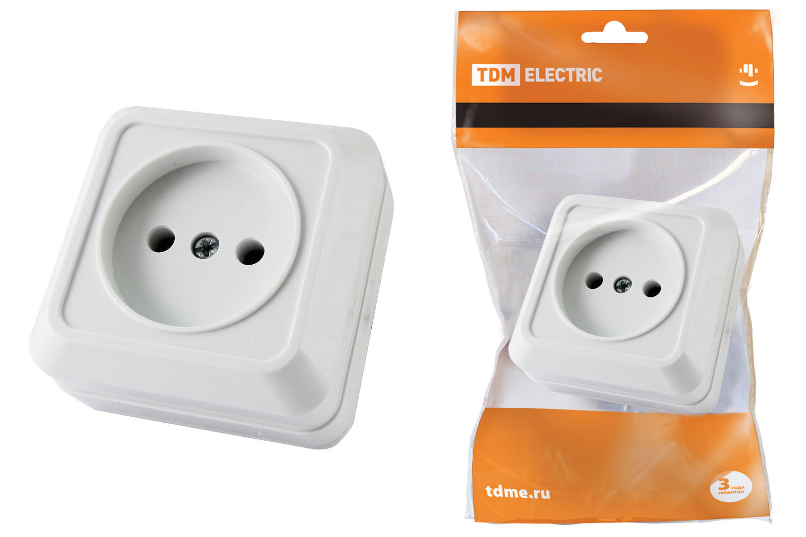 Розетка TDM ELECTRIC Ладога 2П открытой установки IP20 10А белая