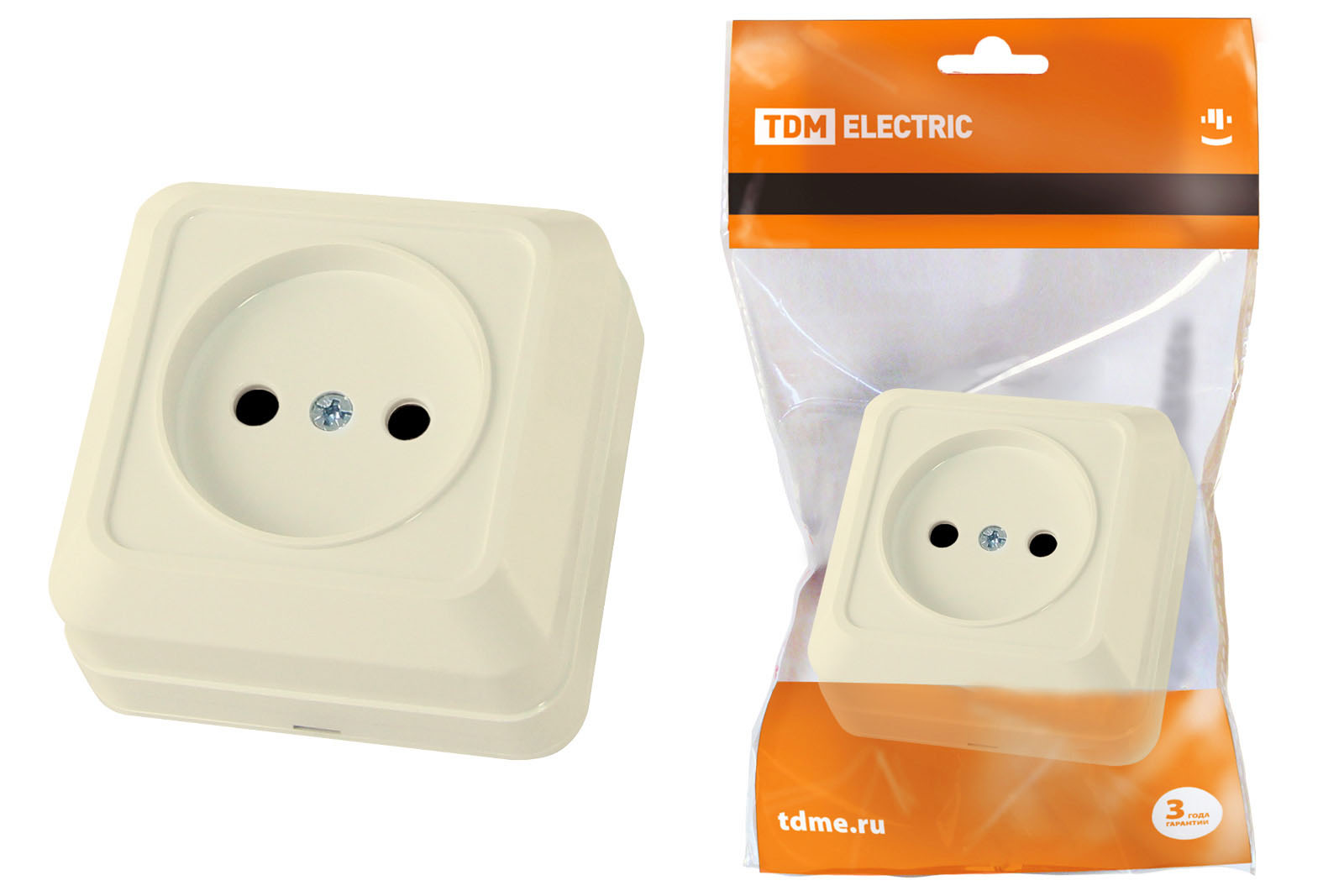 Розетка TDM ELECTRIC Ладога 2П открытой установки IP20 10А сл. кость