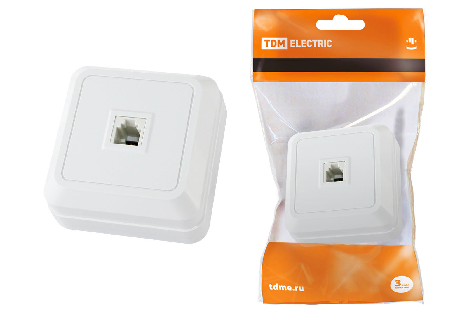 Розетка TDM ELECTRIC Ладога TФ (RJ-11) открытой установки IP20 белая