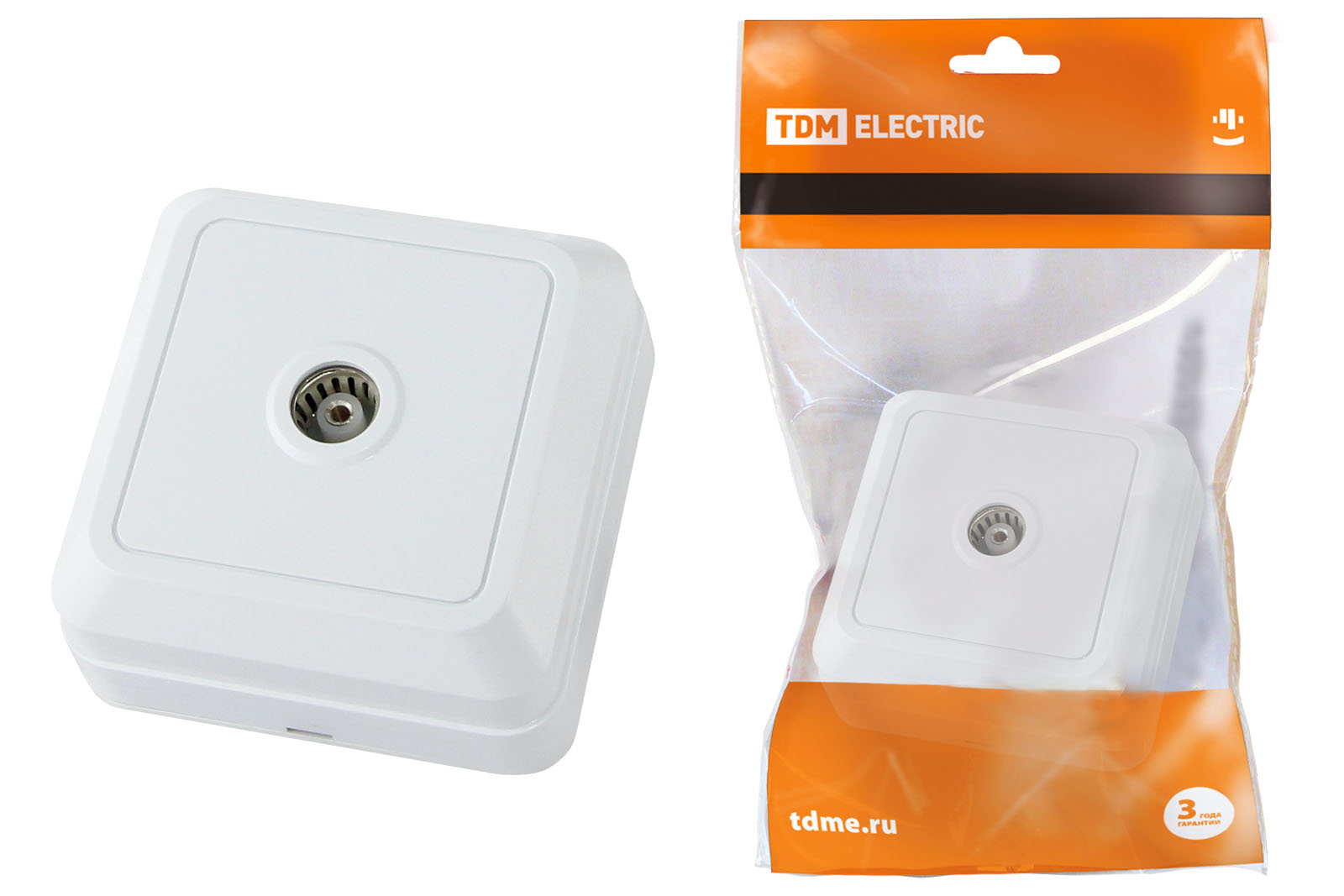 Розетка TDM ELECTRIC Ладога TВ простая (0-2400 Гц, "мама") открытой установки IP20 белая
