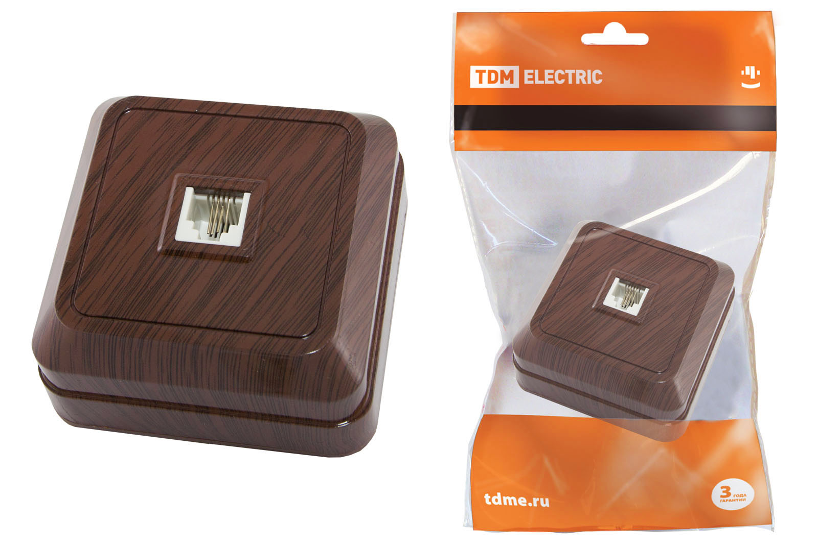 Розетка TDM ELECTRIC Ладога TФ (RJ-11) открытой установки IP20 бук