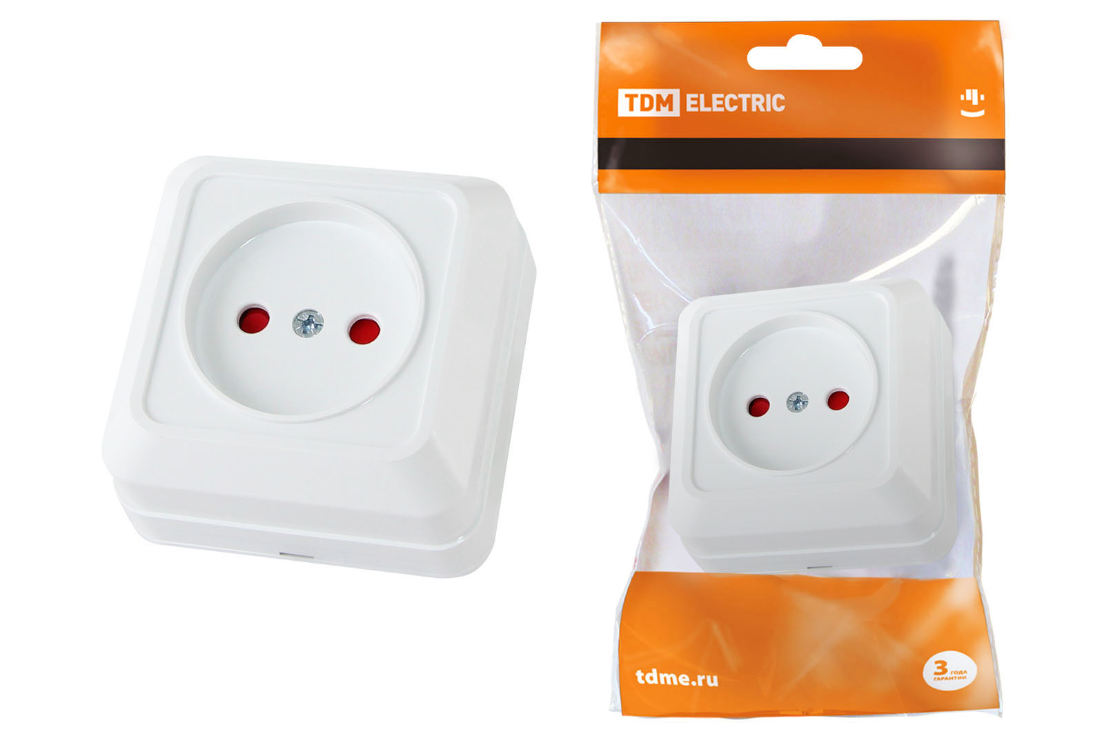 Розетка TDM ELECTRIC Ладога 2П открытой установки с з/ш IP20 10А белая