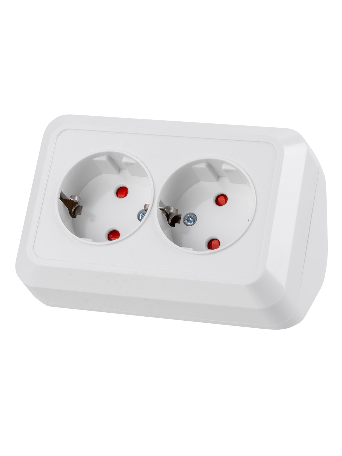 Розетка TDM ELECTRIC Ладога угловая двойная 2П+З открытой установки с з/ш IP20 250В 16А белая