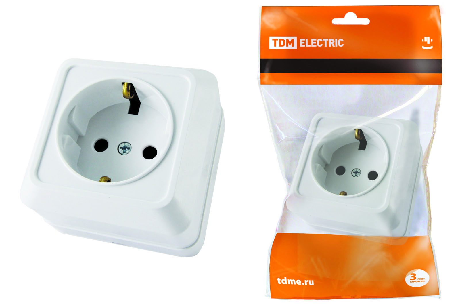 Розетка TDM ELECTRIC Ладога 2П+3 открытой установки IP20 16А 250В (керамика) белая