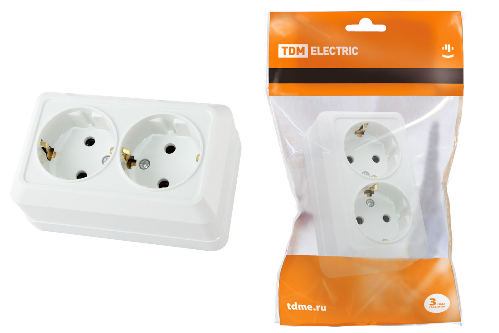 Розетка TDM ELECTRIC Ладога двойная 2П+3 открытой установки IP20 16А 250В (керамика) белая