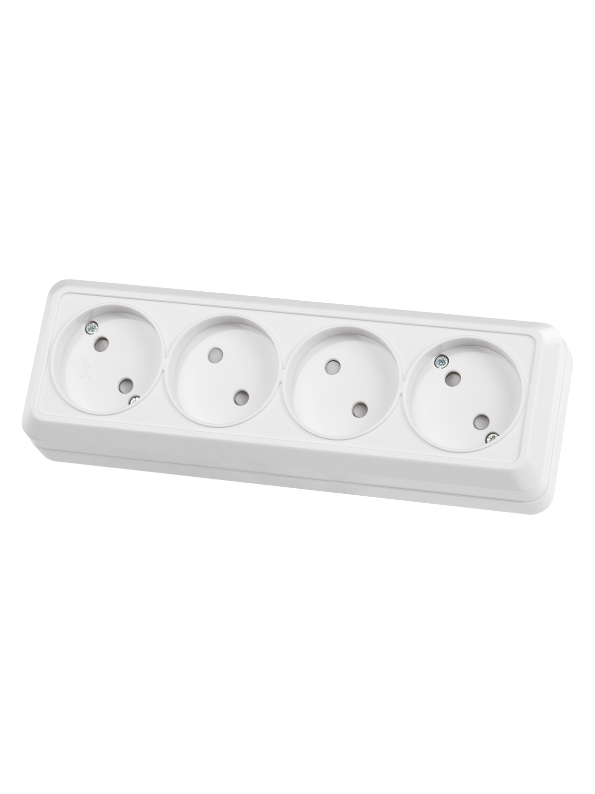 Розетка TDM ELECTRIC Ладога 4-х местная горизонтальная 2П открытой установки IP20 10A с з/ш белая