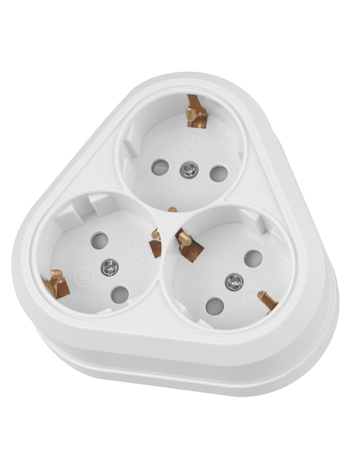 Розетка TDM ELECTRIC Ладога треугольная 2П+3 открытой установки IP20 16A с защитными шторками белая купить с доставкой по РФ