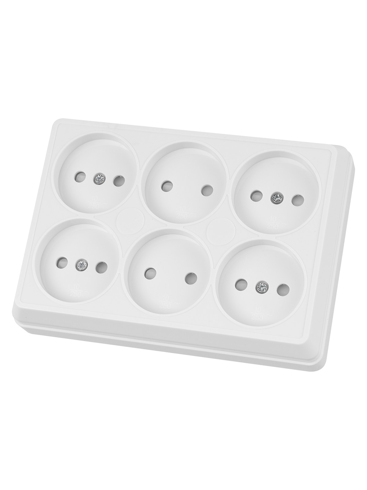 Розетка TDM ELECTRIC Ладога шестиместная 2П открытой установки IP20 10A с защитными шторками белая купить с доставкой по РФ
