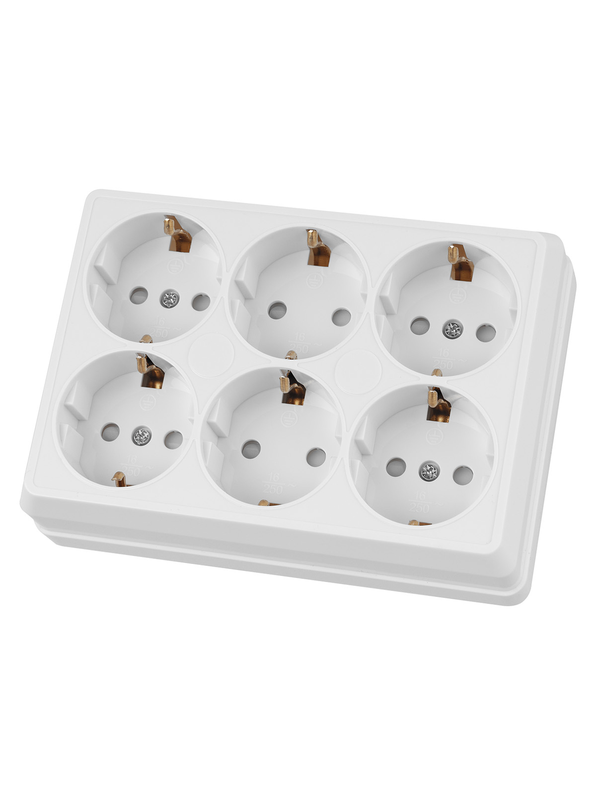Розетка TDM ELECTRIC Ладога шестиместная 2П+3 открытой установки IP20 16A с защитными шторками белая купить с доставкой по РФ