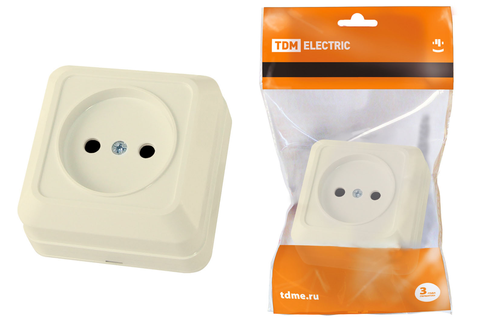 Розетка TDM ELECTRIC Ладога 2П открытой установки IP20 10А 250В (керамика) сл. кость