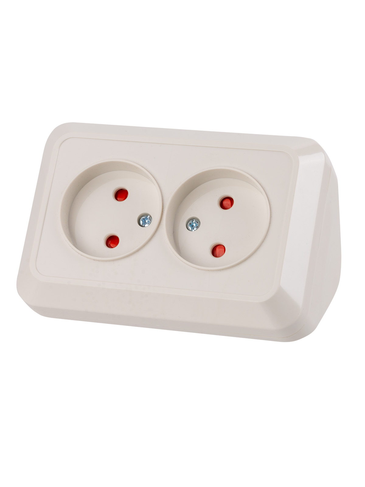 Розетка TDM ELECTRIC Ладога угловая двойная 2П открытой установки с з/ш IP20 250В 10А сл. кость