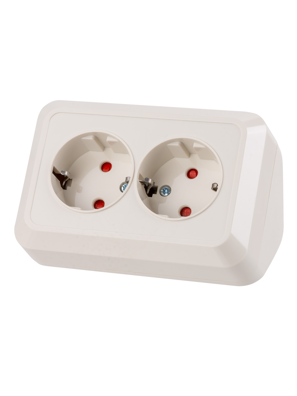 Розетка TDM ELECTRIC Ладога угловая двойная 2П+3 открытой установки с з/ш IP20 250В 16А сл. кость