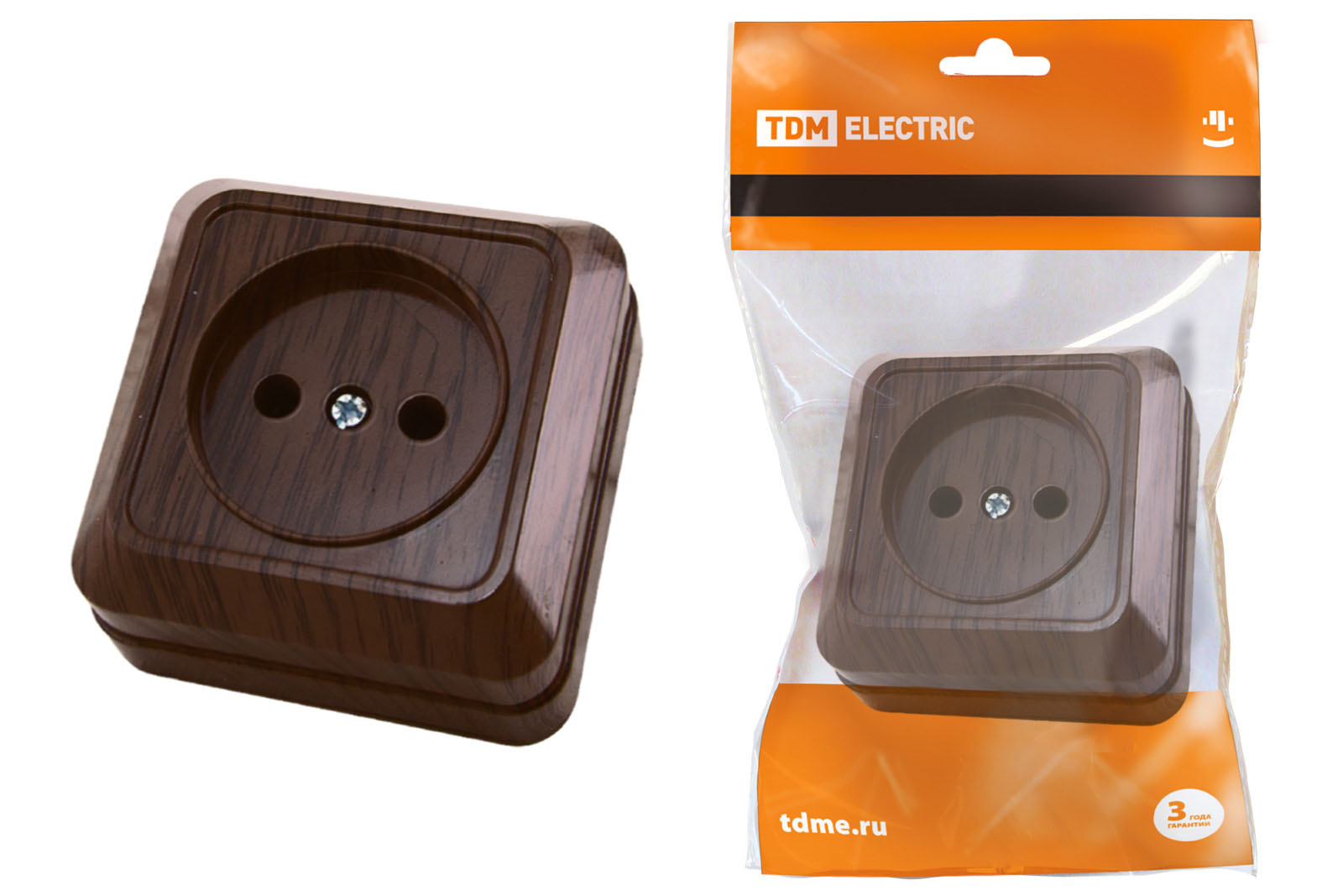Розетка TDM ELECTRIC Ладога 2П открытой установки IP20 10А 250В (керамика) бук