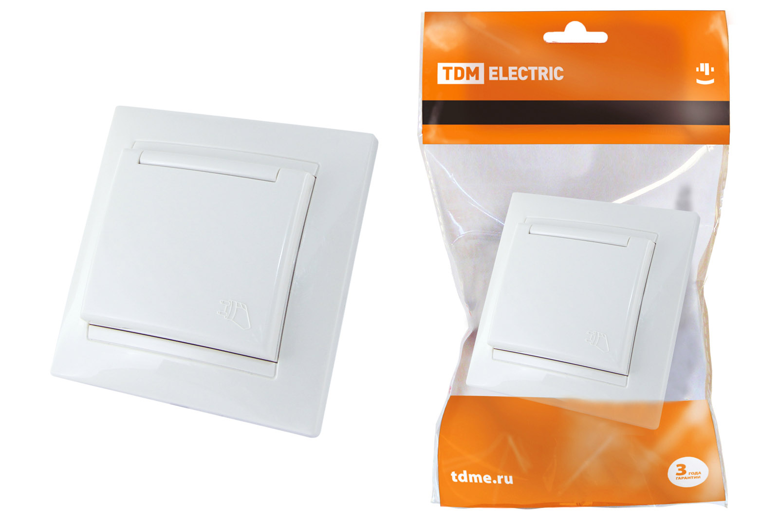 Розетка TDM ELECTRIC Лама 2П+З 16А 250В IP44 с защ. шт. с крышкой белая купить с доставкой по РФ