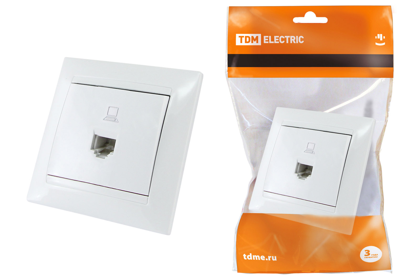 Розетка TDM ELECTRIC Лама компьютерная RJ45  белая