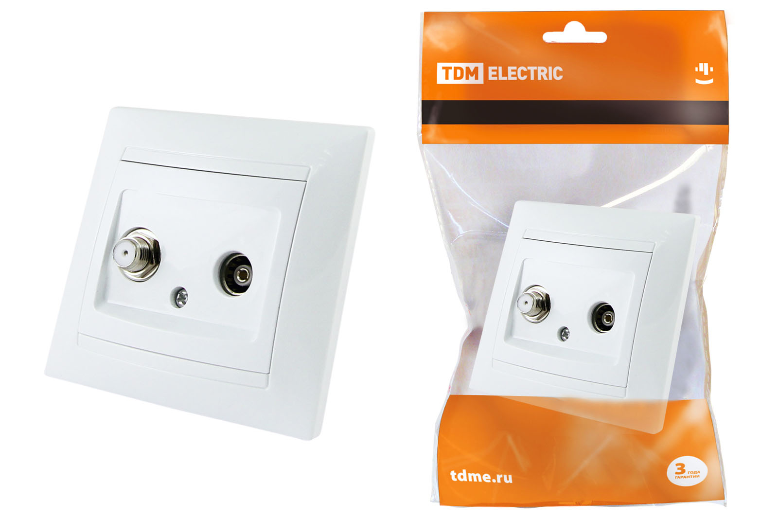 Розетка TDM ELECTRIC Лама TV ("мама") + SAT (F-разъем) 0-2400МГц белая