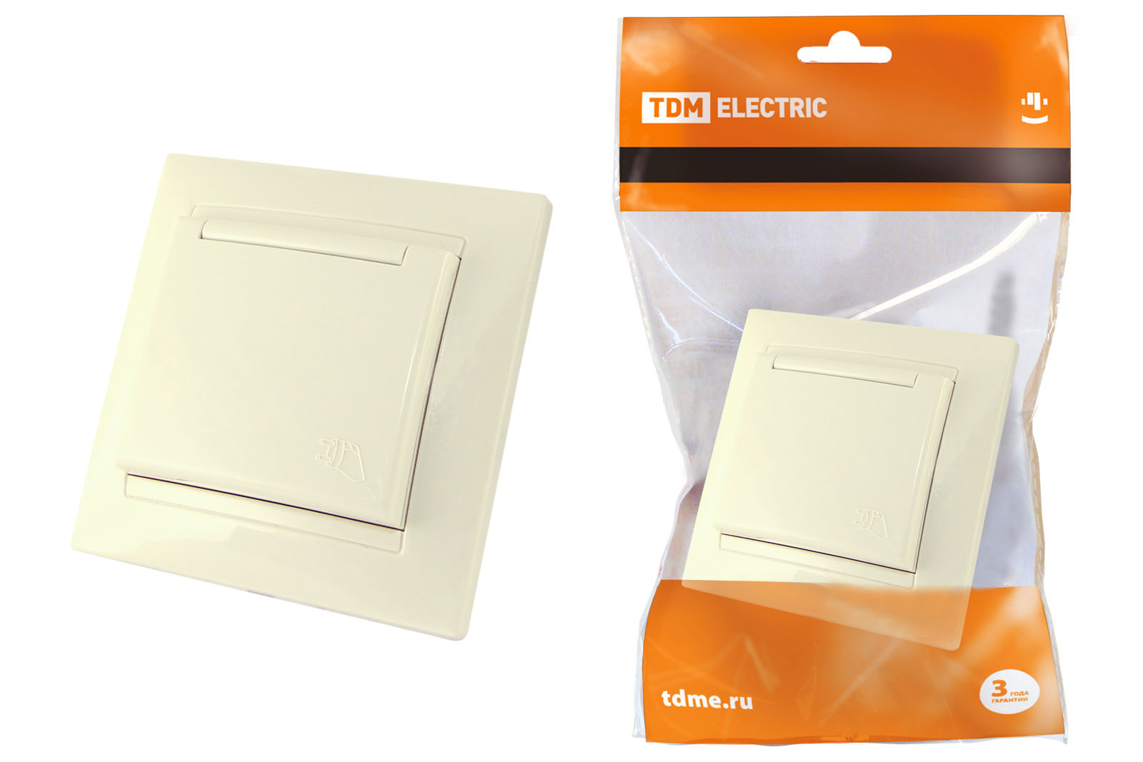 Розетка TDM ELECTRIC Лама 2П+З 16А 250В IP44 с защ. шт. с крышкой сл. кость