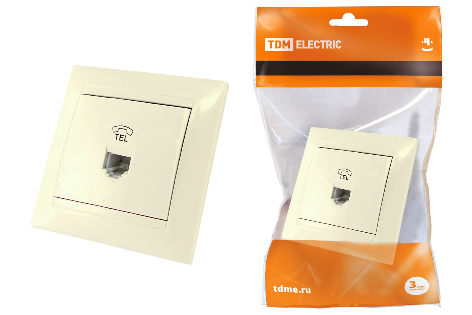 Розетка TDM ELECTRIC Лама телефонная RJ11 сл. кость