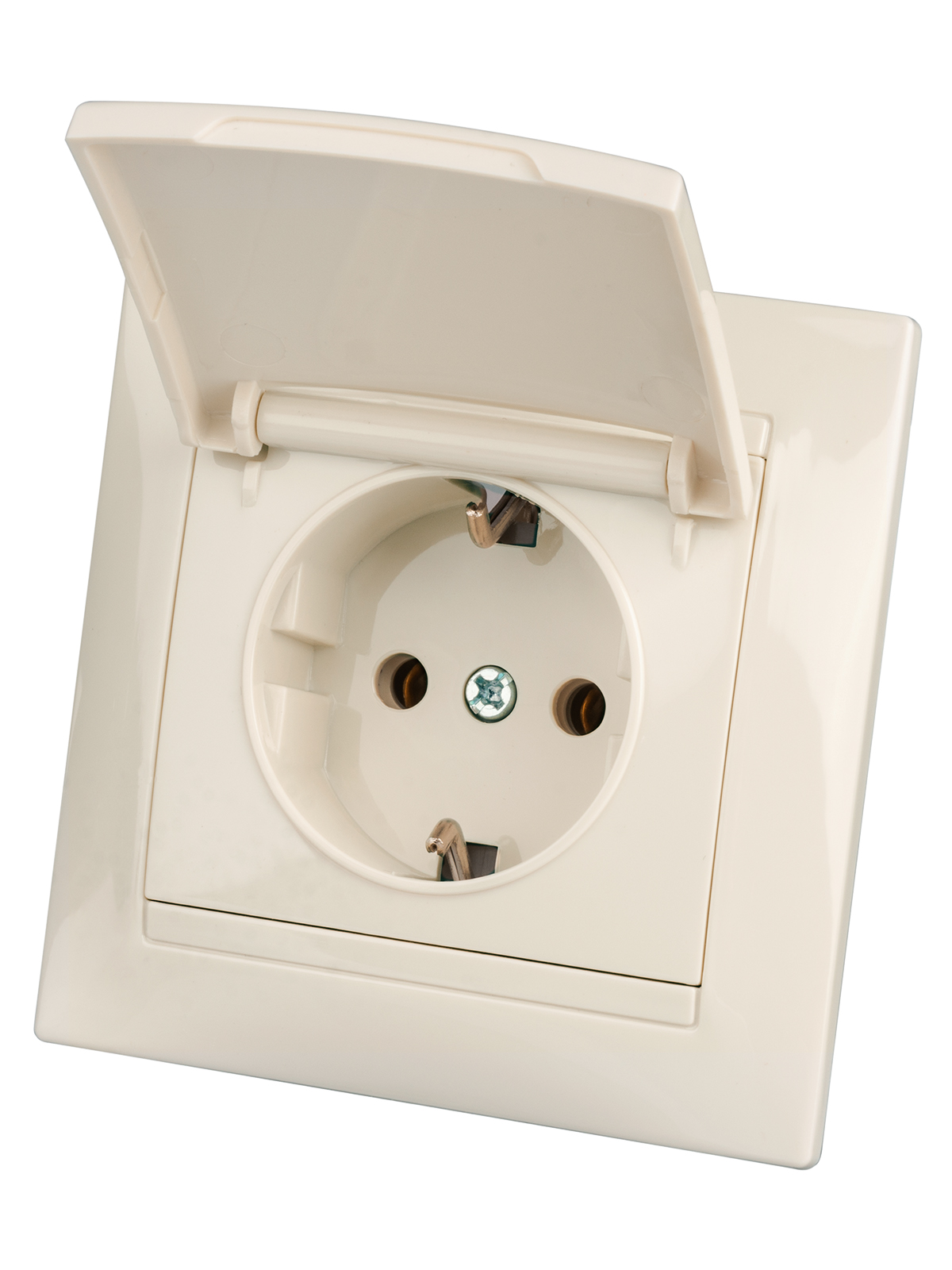 Розетка TDM ELECTRIC Лама 2П+З 16А 250В IP44 с крышкой сл. кость