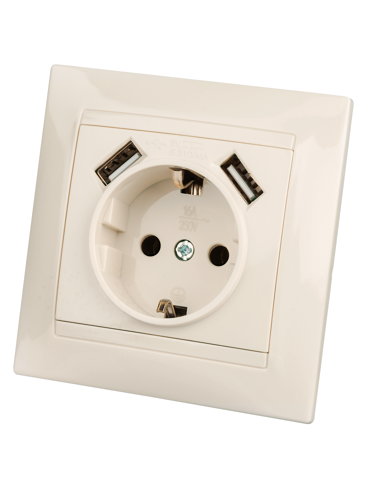 Розетка TDM ELECTRIC Лама 2П+З 16А 250В + 2 USB порта 2,1А 5В сл.кость купить с доставкой по РФ