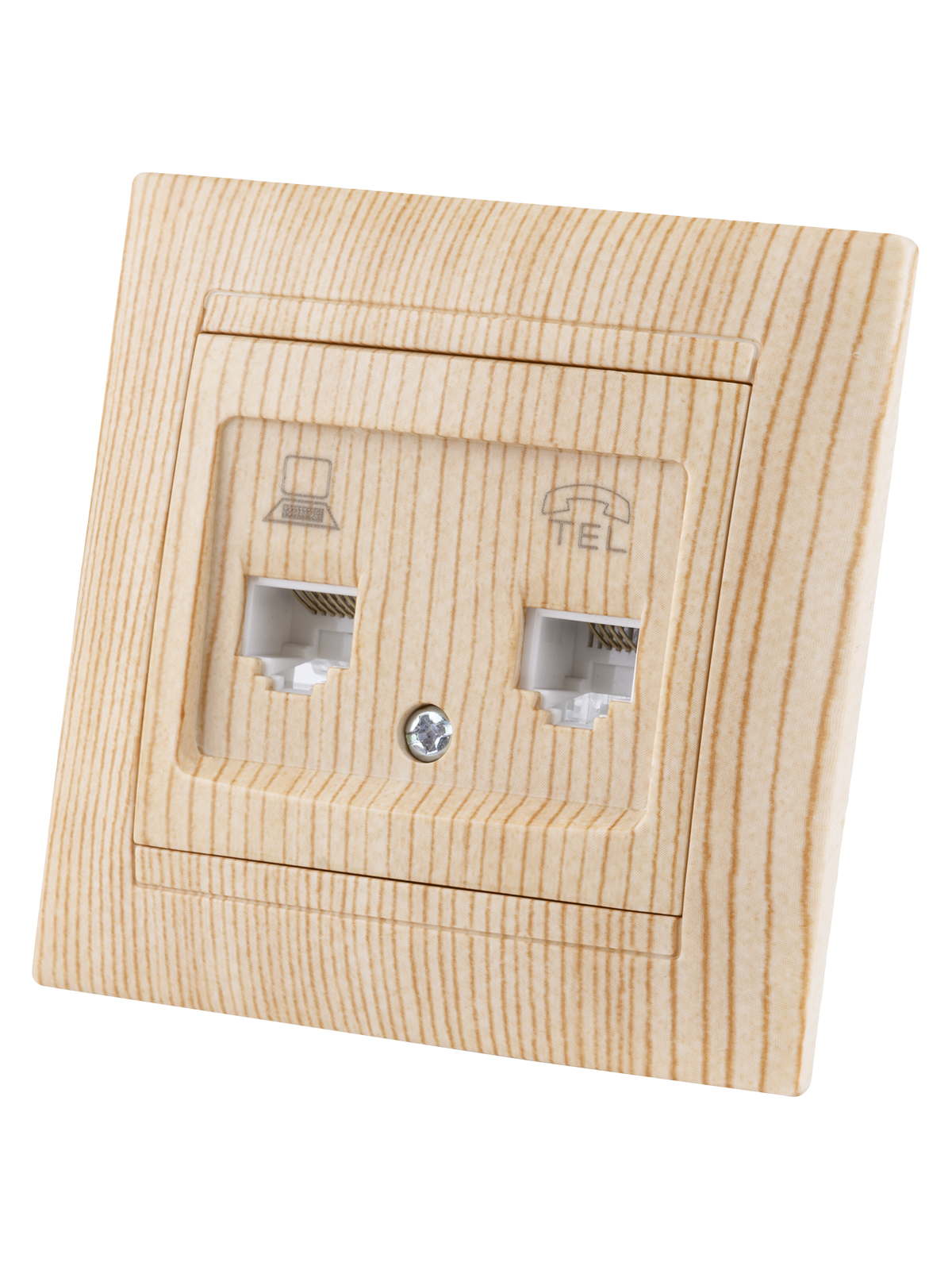 Розетка TDM ELECTRIC Лама телефонная RJ11 + компьютерная RJ45 сосна
