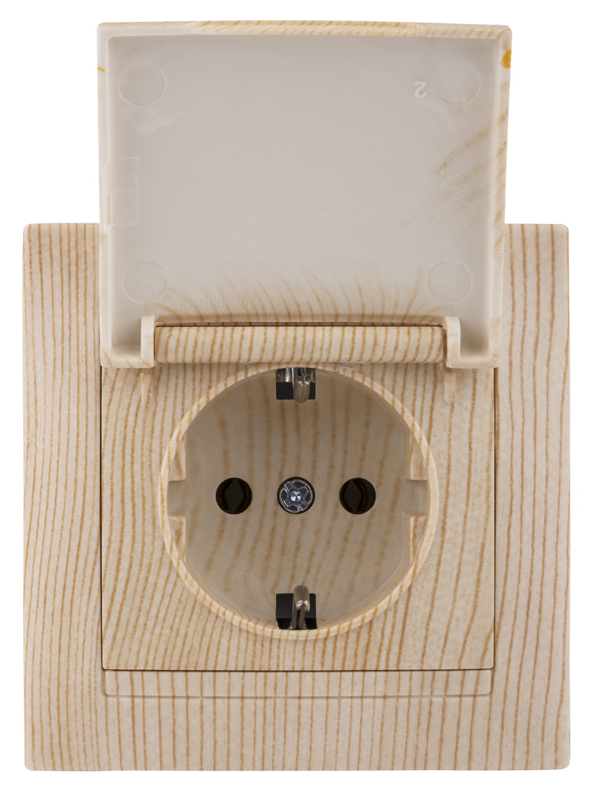 Розетка TDM ELECTRIC Лама 2П+З 16А 250В IP44 с крышкой сосна