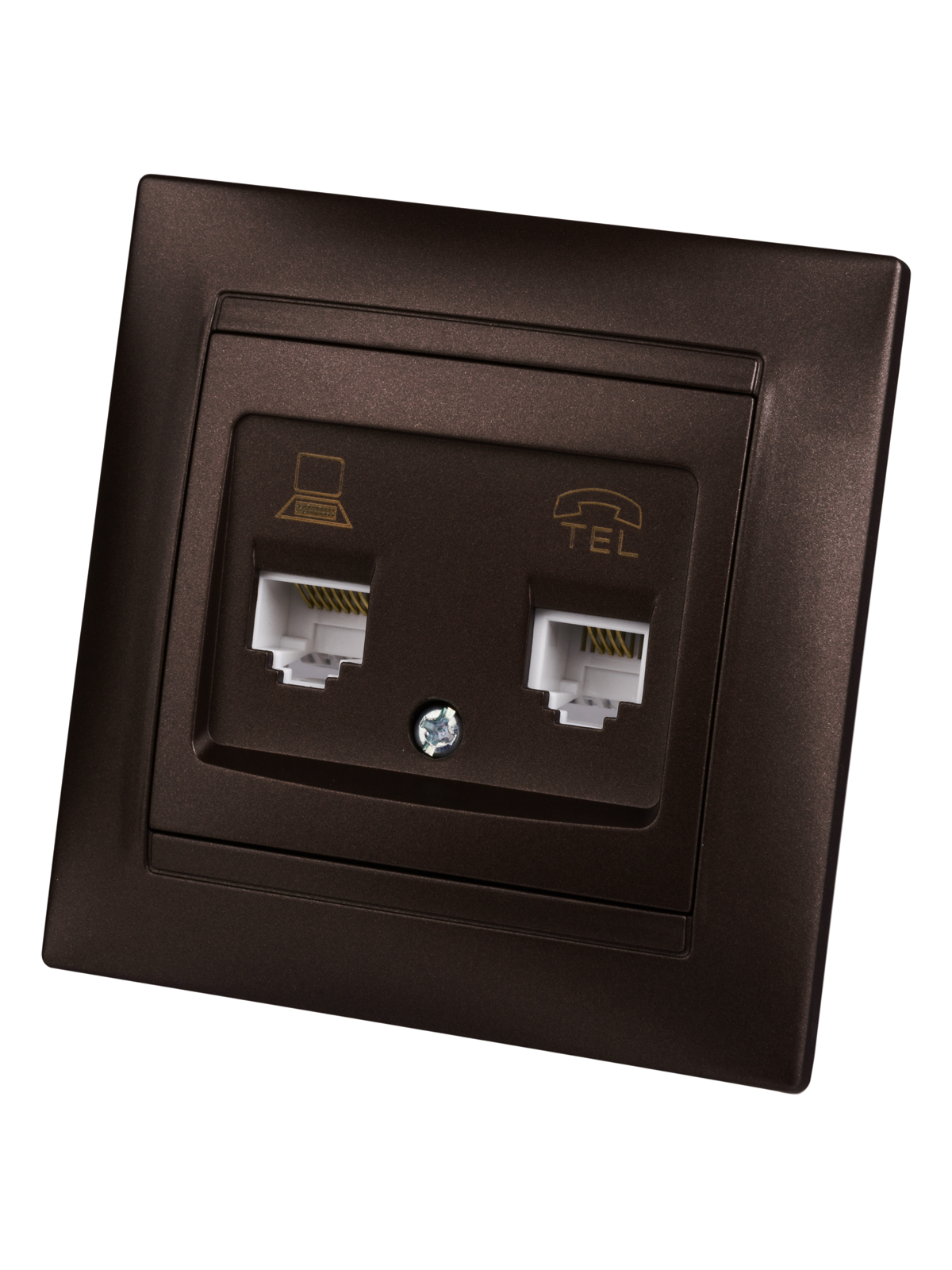Розетка TDM ELECTRIC Лама телефонная RJ11 + компьютерная RJ45 шоколад купить с доставкой по РФ