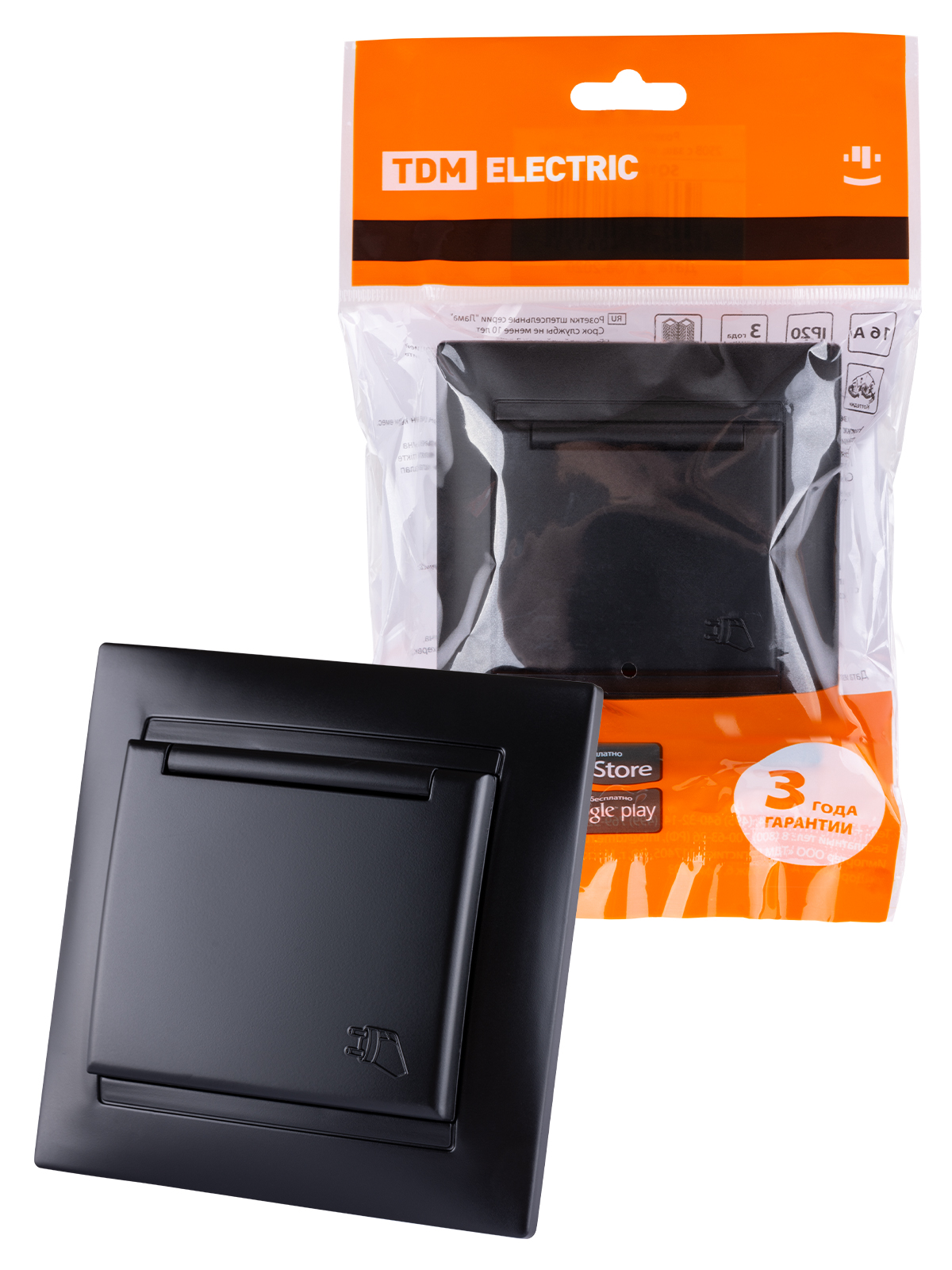 Розетка TDM ELECTRIC Лама 2П+З 16А 250В IP44 крышкой