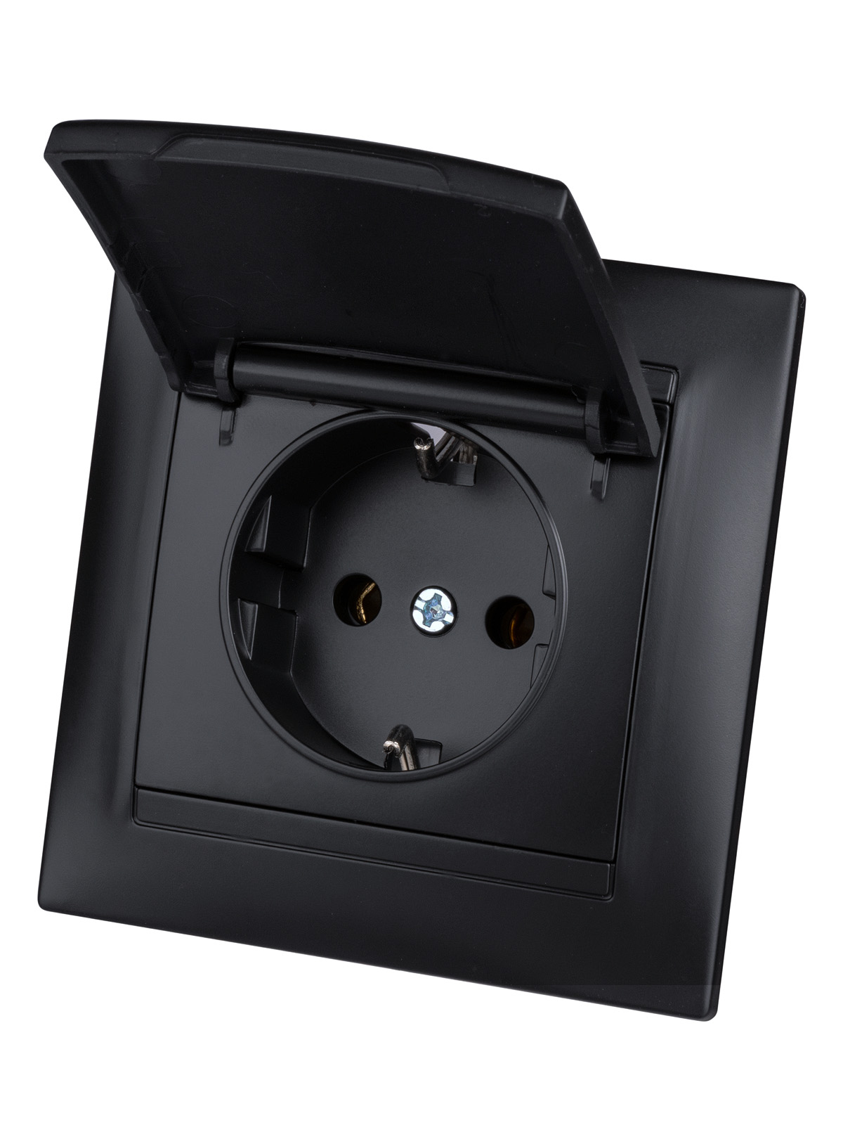 Розетка TDM ELECTRIC Лама 2П+З 16А 250В IP44 с крышкой графит
