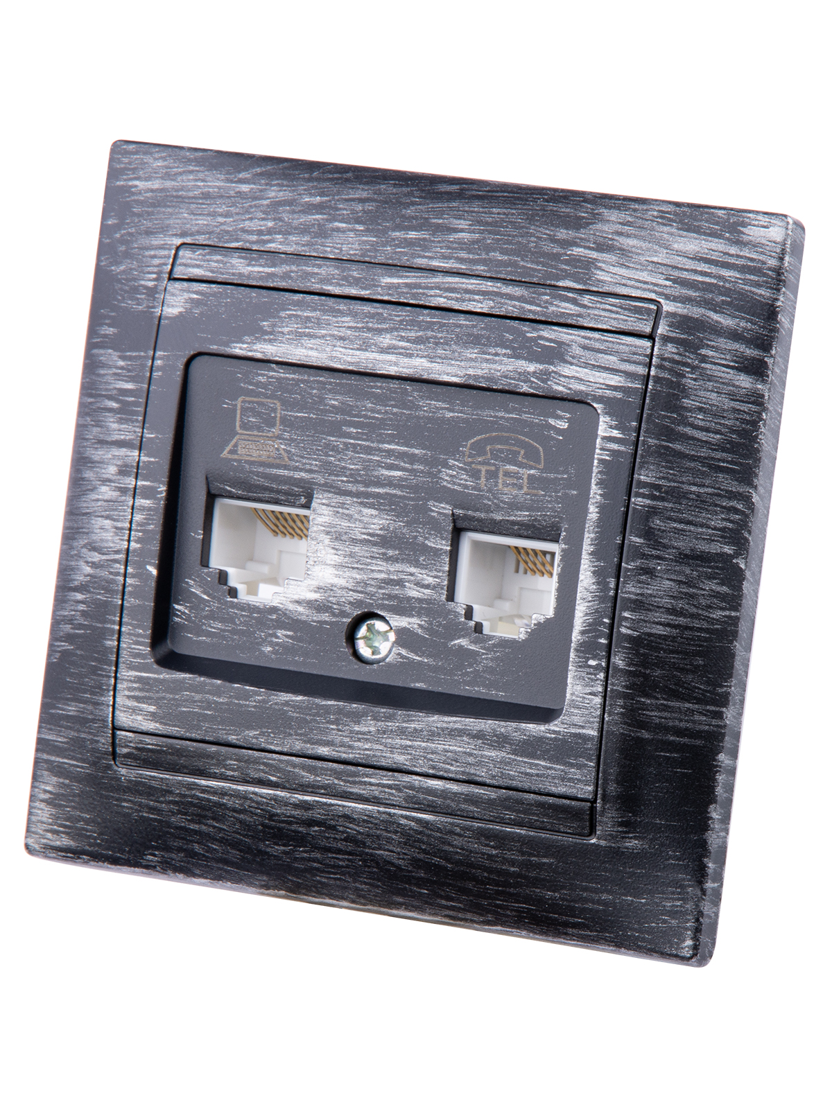 Розетка TDM ELECTRIC Лама телефонная RJ11 + компьютерная RJ45 старинное серебро купить с доставкой по РФ