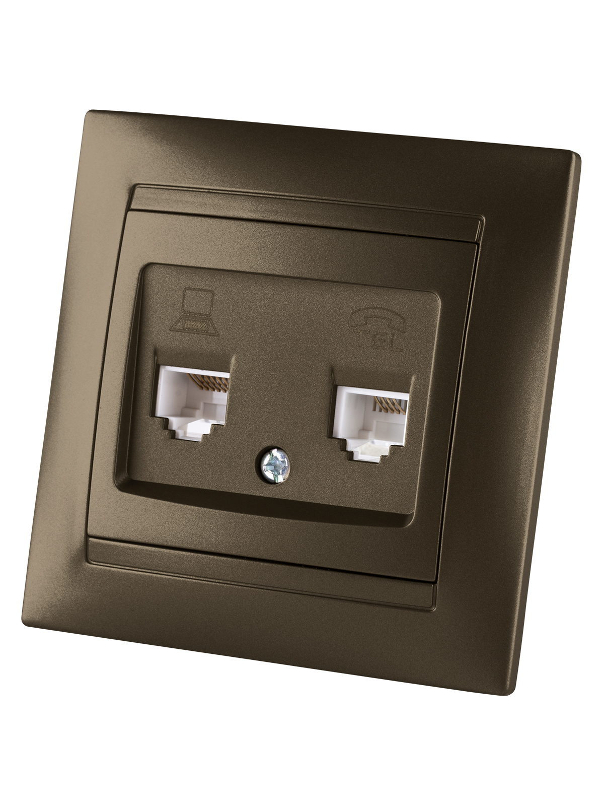 Розетка TDM ELECTRIC Лама телефонная RJ11 + компьютерная RJ45 бронза купить с доставкой по РФ