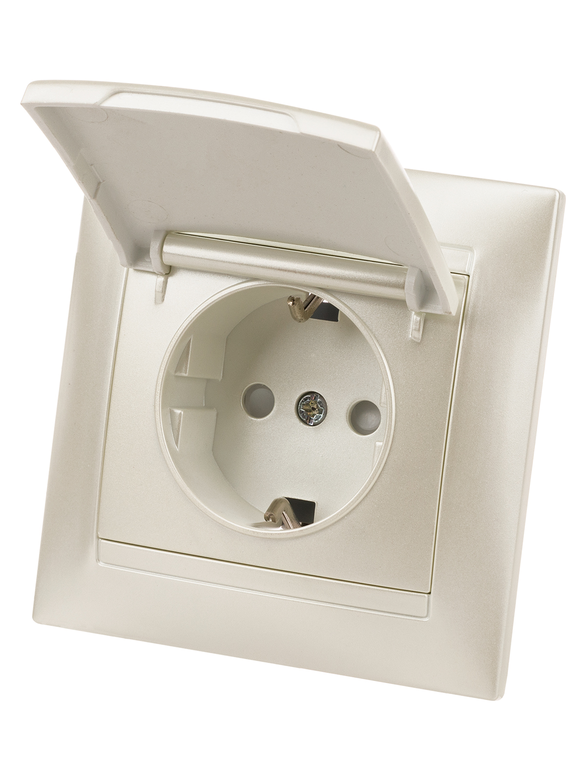 Розетка TDM ELECTRIC Лама 2П+З 16А 250В IP44 с защ. шт. с крышкой перламутр купить с доставкой по РФ