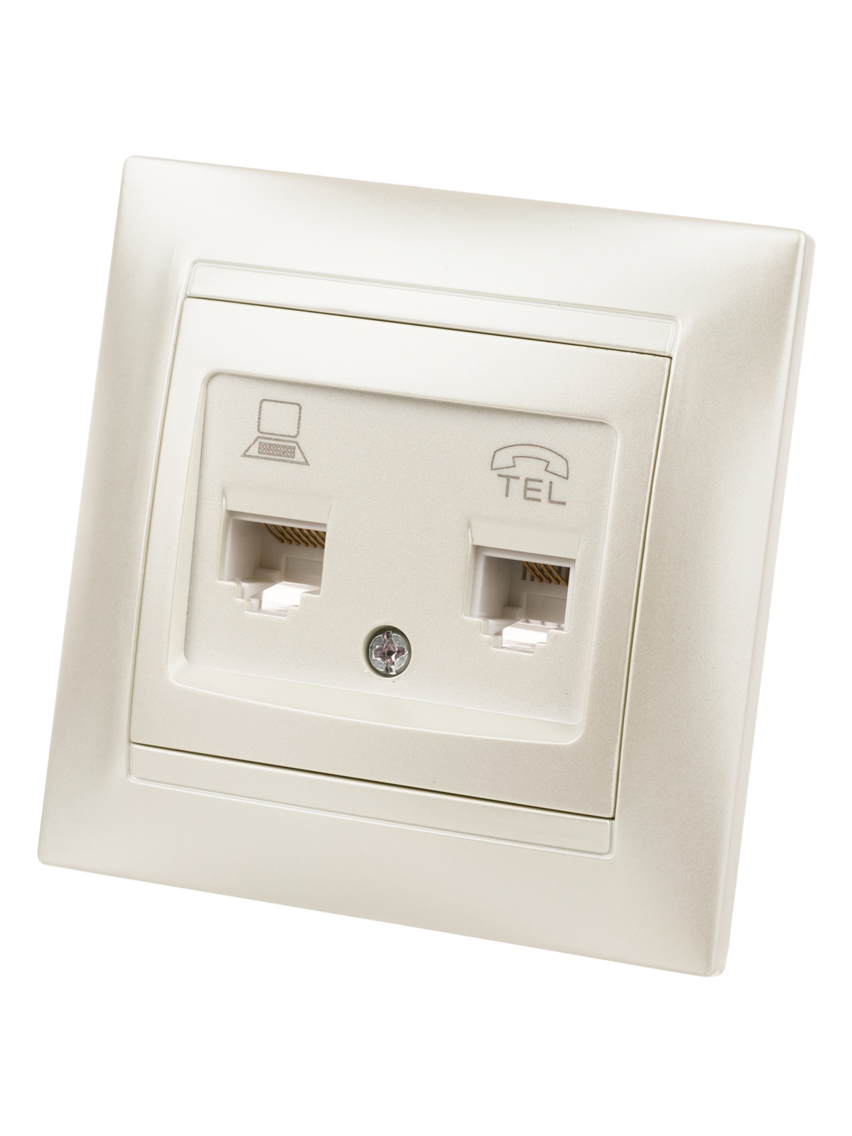 Розетка TDM ELECTRIC Лама телефонная RJ11 + компьютерная RJ45 перламутр купить с доставкой по РФ