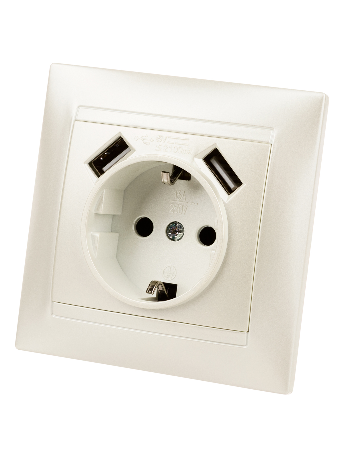 Розетка TDM ELECTRIC Лама 2П+З 16А 250В + 2 USB порта 2,1А 5В перламутр купить с доставкой по РФ