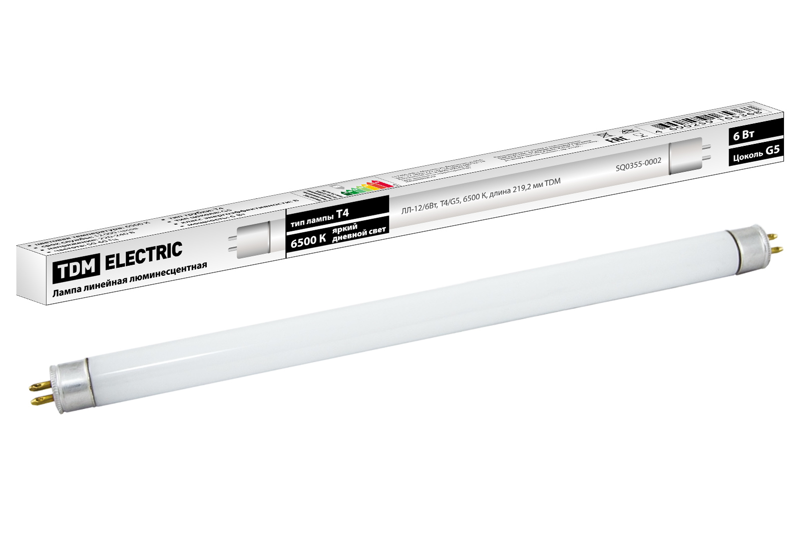 Лампа люминесцентная линейная двухцокольная TDM ELECTRIC ЛЛ-12/6Вт, T4/G5, 6500 К купить с доставкой по РФ