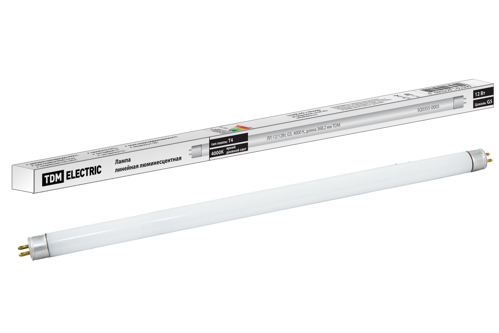 Лампа люминесцентная линейная двухцокольная TDM ELECTRIC ЛЛ-12/12Вт, T4/G5, 4000 К купить с доставкой по РФ