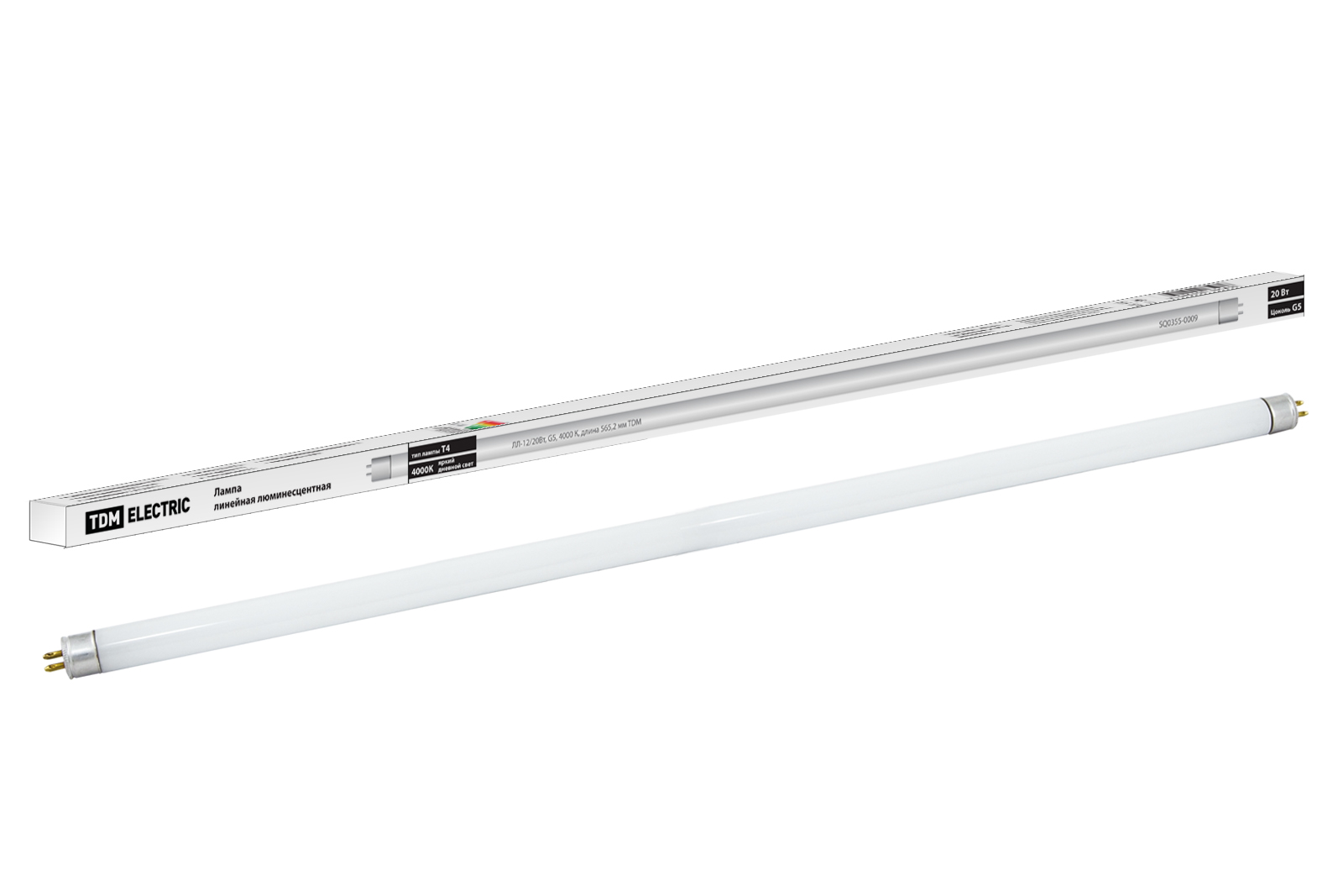 Лампа люминесцентная линейная двухцокольная TDM ELECTRIC ЛЛ-12/20Вт, T4/G5, 4000 К купить с доставкой по РФ