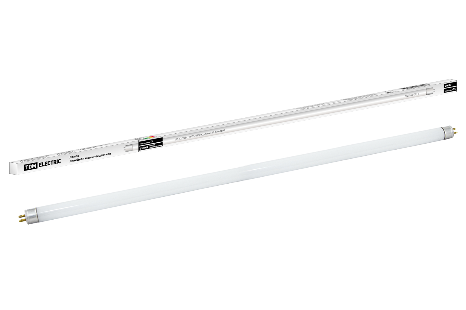 Лампа люминесцентная линейная двухцокольная TDM ELECTRIC ЛЛ-12/20Вт, T4/G5, 6500 К купить с доставкой по РФ