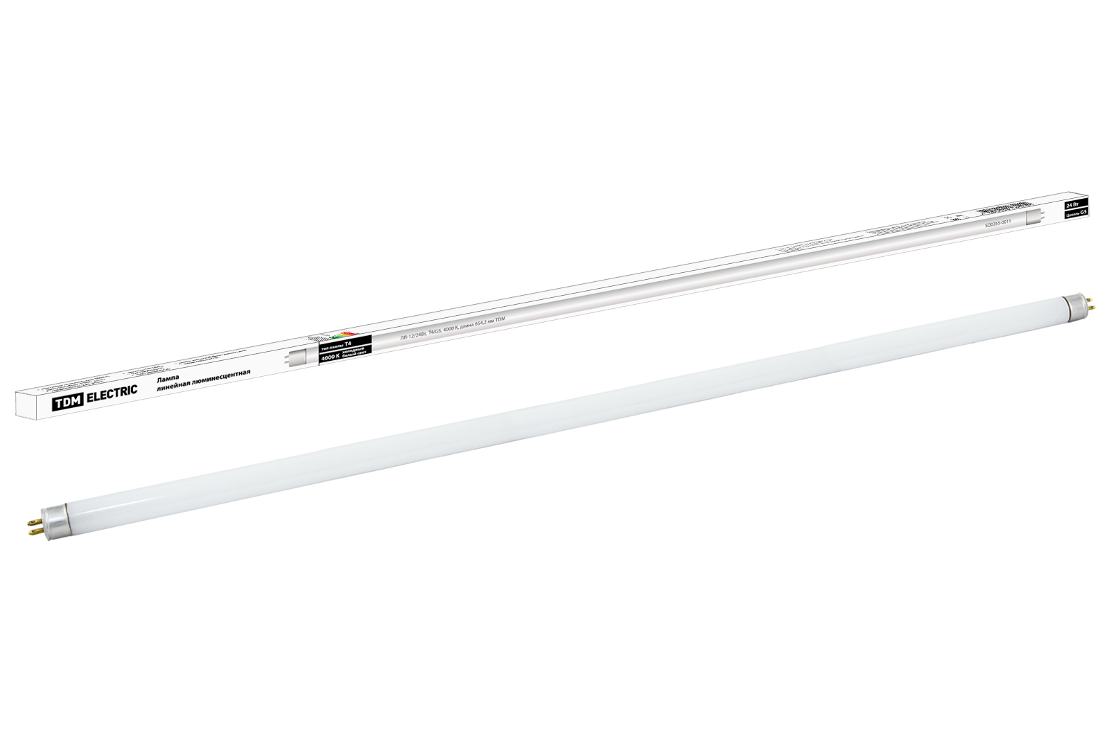 Лампа люминесцентная линейная двухцокольная TDM ELECTRIC ЛЛ-12/24Вт, T4/G5, 4000 К купить с доставкой по РФ